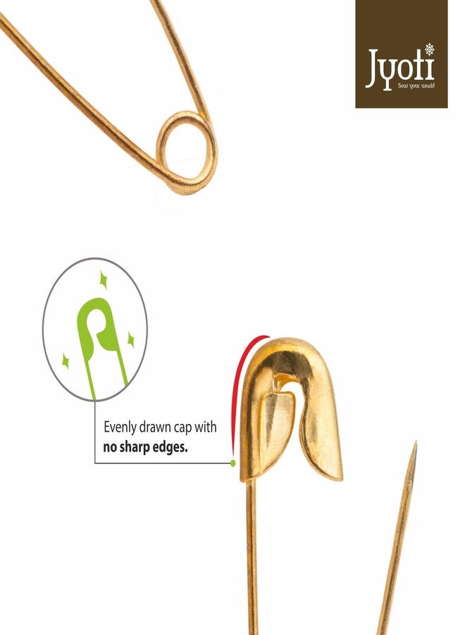 Jyoti 33207 Safety Pins - Prime, Strong Nickel Plated Steel, Rust Resistant, Heavy Duty Variety Pack, Perfect for Clothes, Crafts, Sewing, Pinning (125 Pins of Size 4 / 55mm Golden Finish in a Pouch) - Image 5